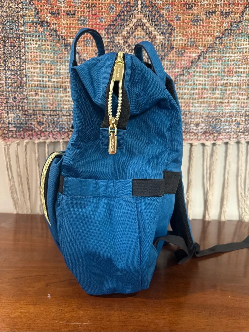 Lovevook Blue Everyday Backpack with Gold Hardware and Charging Station